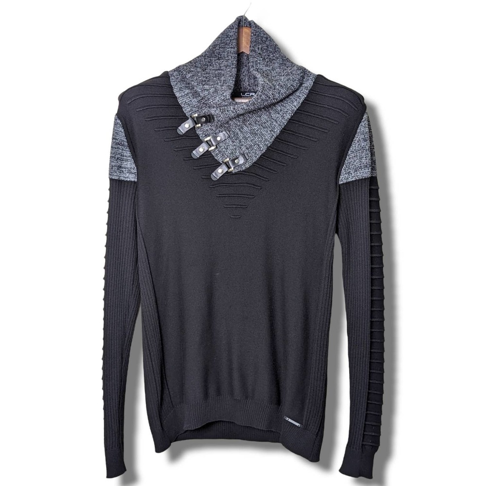 Men's V-Neck Sweater - Black and Gray